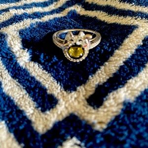 Swarovski Chinese cat ring with floating yellow “diamond”